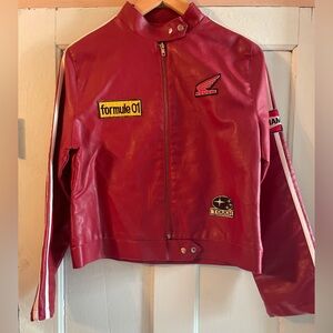 Vintage Faux Leather Racing Jacket